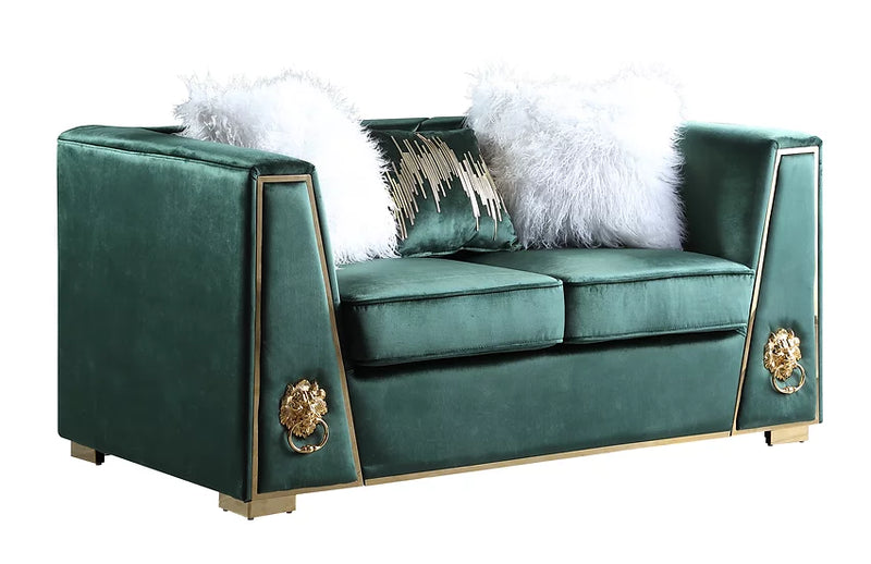 S1014 Leo Green Velvet Sofa & Loveseat Set