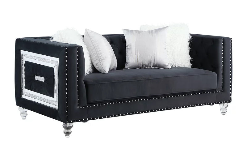 S1771 Miley Black Velvet Sofa&Loveseat Set