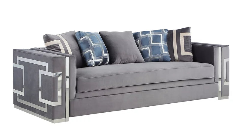 S1771 Kylie Grey Velvet Sofa&Loveseat Set