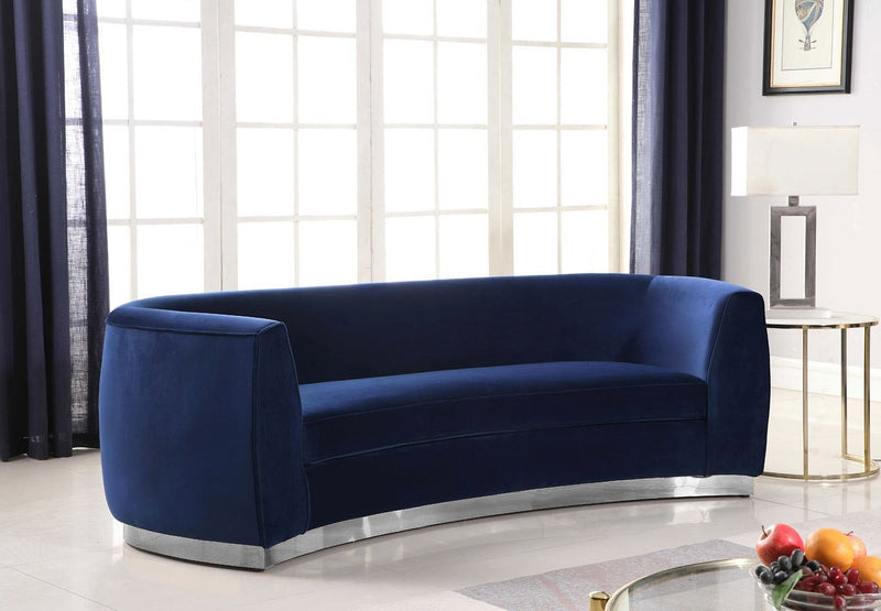 Julian Living Room Set (Navy/ Chrome)