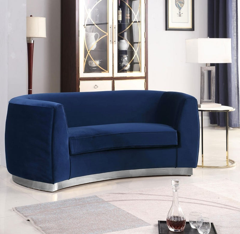 Julian Living Room Set (Navy/ Chrome)