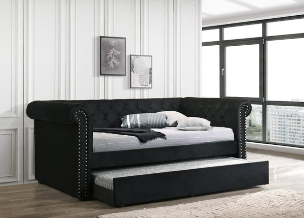 Black Linen - Daybed with Trundle