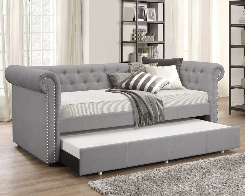 Grey Linen - Daybed with Trundle