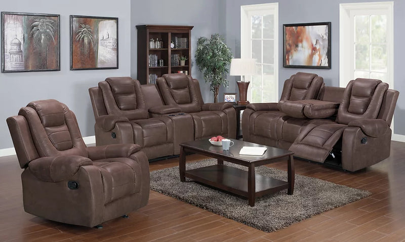 S9009 Galaxy Brown Recliner Set 3-Piece