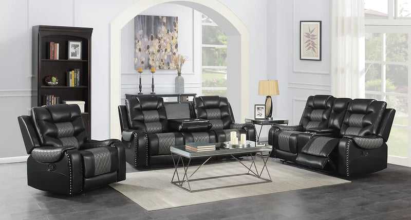 S1987 Phoenix Black Recliner Set 3-Piece